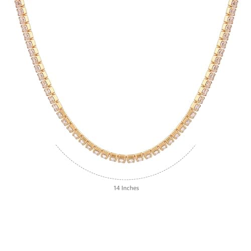 MIONZA 18K Gold Vermeil Simulated Tennis Choker Necklace for Women