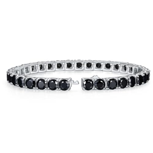 316 Stainless Steel Black Moissanite Bracelet, 4/5mm Tennis Style Lab Grown Jewelry