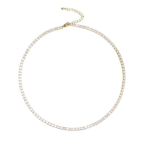 FANZE Gold Plated 3mm Cubic Zircon Choker Necklace Sparkly Jewelry for Women