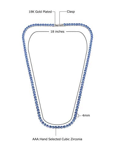 Savlano 18K Gold Plated 4MM Round CZ Tennis Necklace, 18 Inches, Gift Box Included