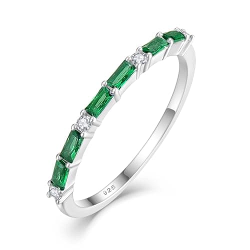 Starchenie 925 Sterling Silver Thin Eternity Birthstone Ring for Women