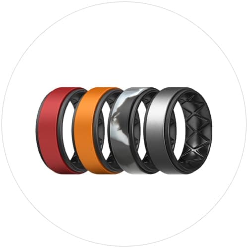 Egnaro Breathable Silicone Wedding Bands for Men - Multipack Step Edge