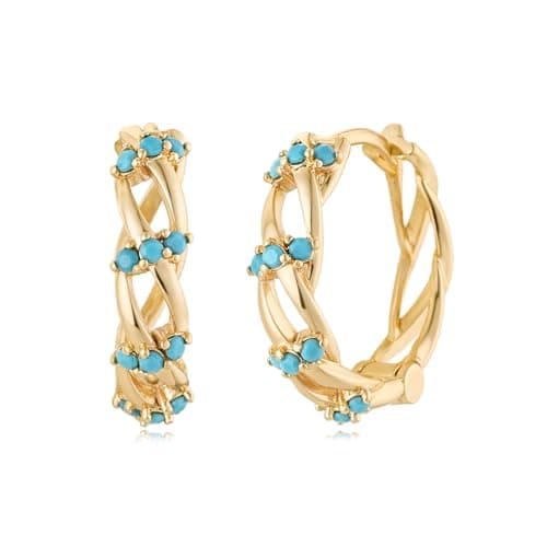 MYEARS 14K Gold Plated Hypoallergenic Women's Gold Earrings Cubic Zirconia Hoop