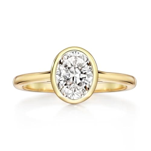Michooyel 18K Gold Plated CZ Oval Bezel Engagement Ring