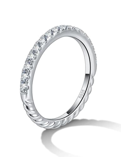 getlove 18K White Gold Plated Moissanite Wedding Band