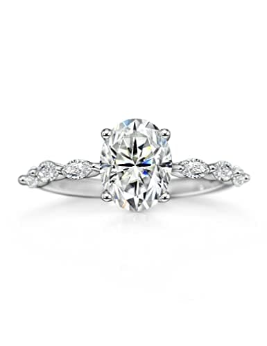 Michooyel 2ct Oval Moissanite VVS1 Engagement Ring D COLOR Sterling Silver