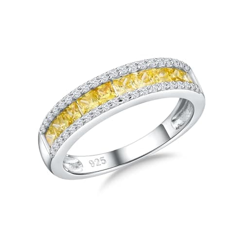 Elegant Sterling Silver Gemstone Wedding Band for Women and Men - Size 6 to 10
