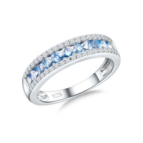 Elegant Sterling Silver Gemstone Wedding Band for Women and Men - Size 6 to 10
