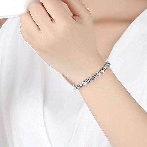 Lizeboy Sterling Silver Plated Zirconia Tennis Bracelet, Gold or Silver, Women & Men