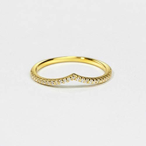 Michooyel Sterling Silver V-Shape Chevron Eternity Band Ring for Women