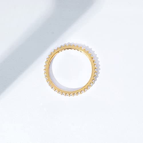 Amazon Essentials Rhodium Plated Single Row Pave Stackable Ring Size