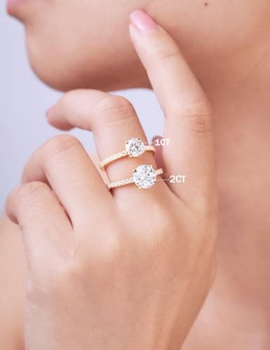IMOLOVE Moissanite Engagement Ring for Women 1-2CT VVS1 Clarity D Color Promise Ring Size 4-11