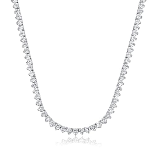 TIKJE 14K Gold Plated 4mm Round CZ Tennis Necklace for All
