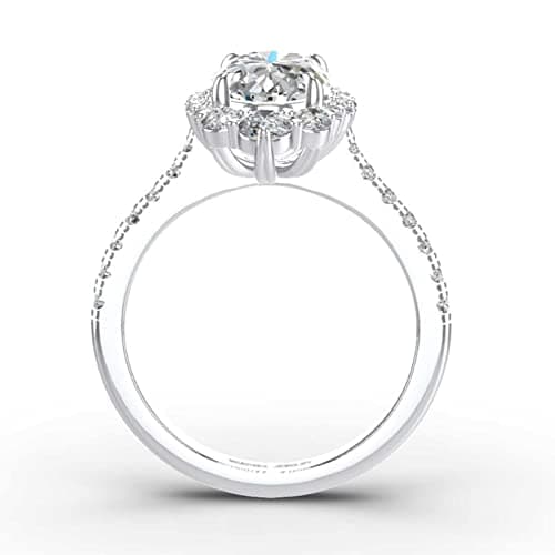 FixStar VVS Moissanite Halo Ring 3.83ct Oval Cut Engagement RingSterling Silver 18K White Gold Plated