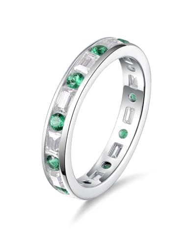 CYW D Color Moissanite Eternity Ring for Women, 925 Sterling Silverrhodium Finish