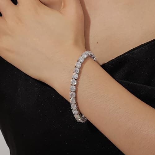 Gem's Moissanite Tennis Bracelet – Lab-Created D Color/VVS1 18k White Gold Plated