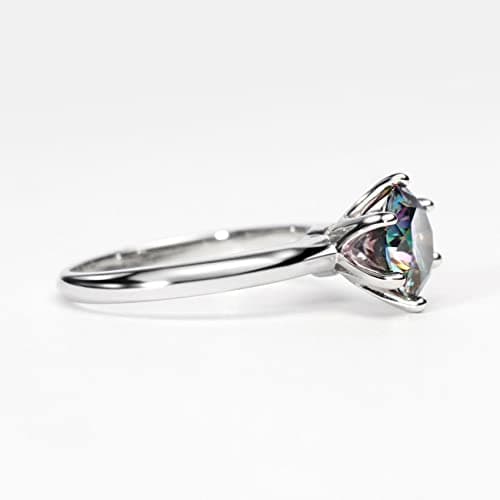 Michooyel Moissanite Engagement Ring for Women, 2CT BLACK/PINK/YELLOW/RAINBOW/SEA BLUE/D-E/Crystal AB Moissanite Solitaire Promise Rings, D Color VVS1 Simulated 925 Sterling Silver Ring  
Michooyel Moissanite Engagement Ring for Women, 2CT D-E/Crysta