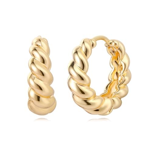 MYEARS 14K Gold Plated Simple Hoop Earrings Hypoallergenic