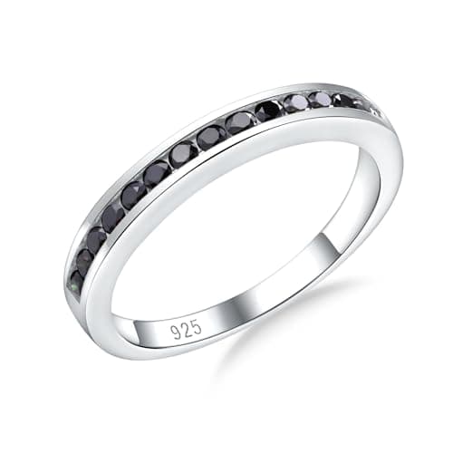 RANDES 925 Sterling Silver Moissanite Half Eternity Bands for All Sizes Sapphire/Emerald/Ruby/Diamond Cz Sizes 6-10