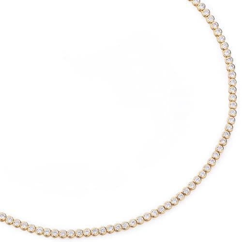 Elegant 14K Yellow Gold Bezel Round CZ Tennis Necklace | 3 Carat | Bridal Jewelry