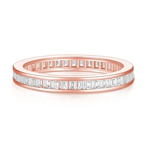 Shinylso Women's Princess Cut CZ Eternity Ring Gold/Silver/Rose Gold