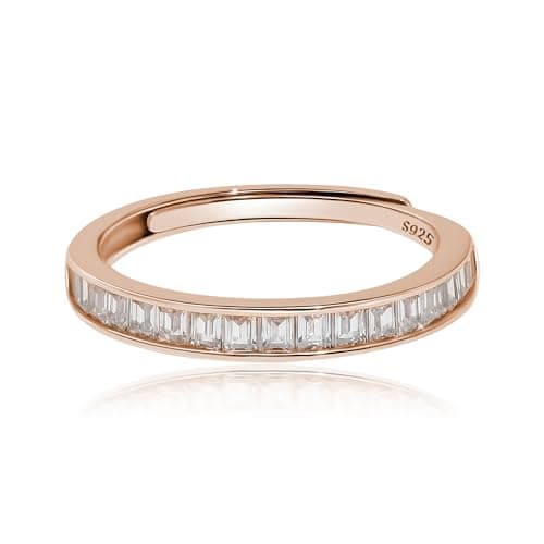 Meissa Meissa 925 Sterling Silver Diamond Channel Ring Gold Size Adjustable