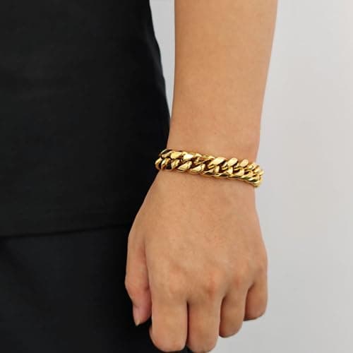 Moissanite Bracelet for Men and Women, 12mm Mesh 18K Gold
