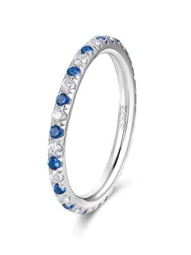 CYW D Color Moissanite Eternity Ring for Women, 925 Sterling Silverrhodium Finish