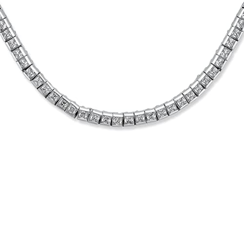 Stunning Silver 14K Gold Plated Rose CZ Bridal Tennis Necklace