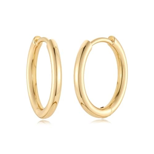 MYEARS 14K Gold Plated Simple Hoop Earrings Hypoallergenic