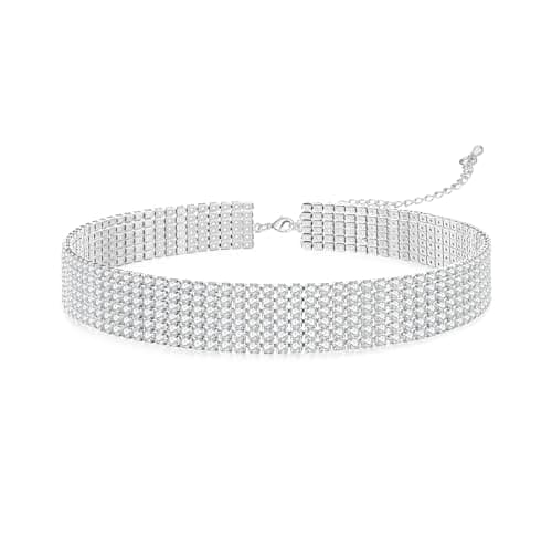 Yamberdoly Sparkly Synthetic Diamond Tennis Choker for Women