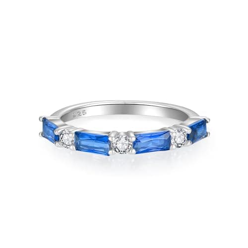 Starchenie 925 Sterling Silver Stackable Gemstone Ring for Her | Eternity Ring Size 5-10