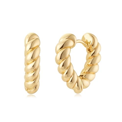 MYEARS 14K Gold Plated Simple Hoop Earrings Hypoallergenic