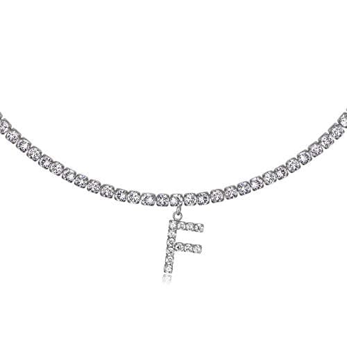 LecAit 14k Gold Plated Initial Choker Necklace with CZ Diamonds for Women