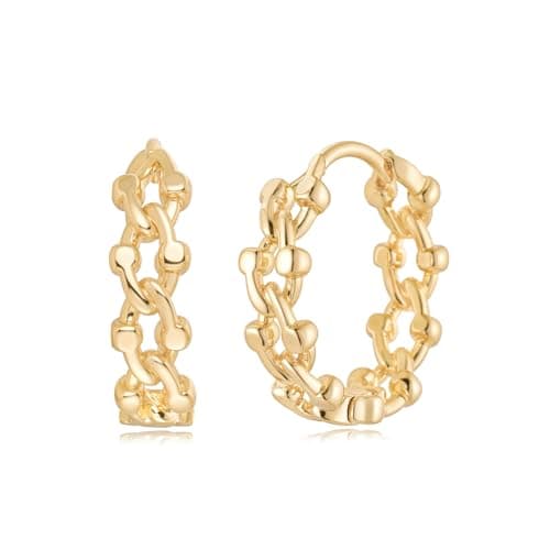 MYEARS 14K Gold Plated Simple Hoop Earrings Hypoallergenic