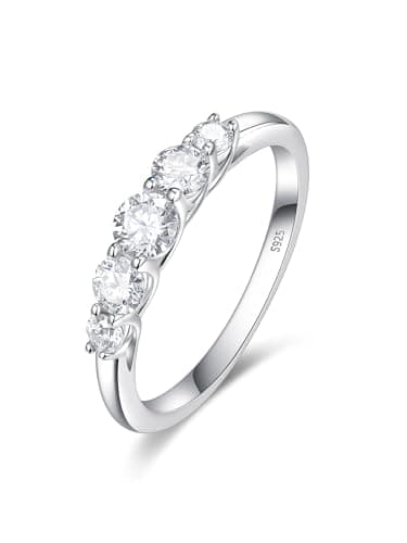 CYW D Color Moissanite Eternity Ring for Women, 925 Sterling Silverrhodium Finish