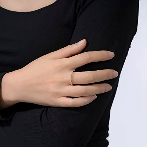 Amazon Essentials Rhodium Plated Single Row Pave Stackable Ring Size