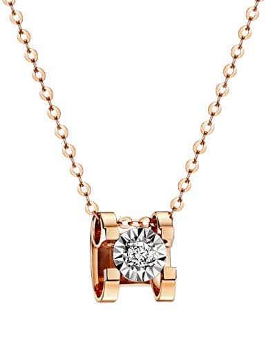 Michooyel 18K Rose Gold Diamond Pendant Necklace for Women