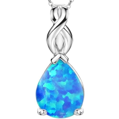 Michooyel Sterling Silver Teardrop Opal Infinity Pendant Necklace for Women