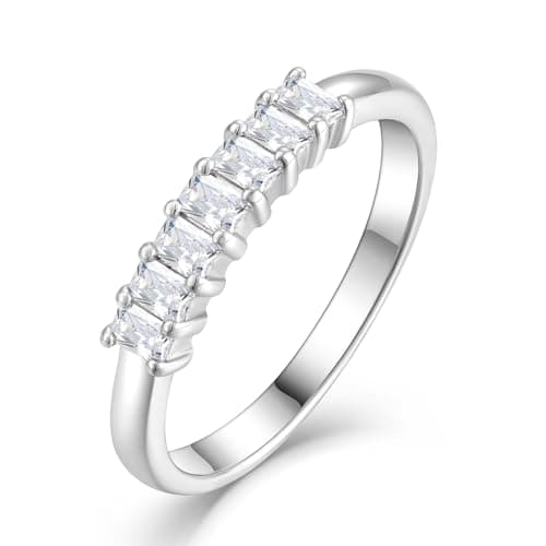 Starchenie Sterling Silver Stackable Baguette Birthstone Eternity Rings for Women