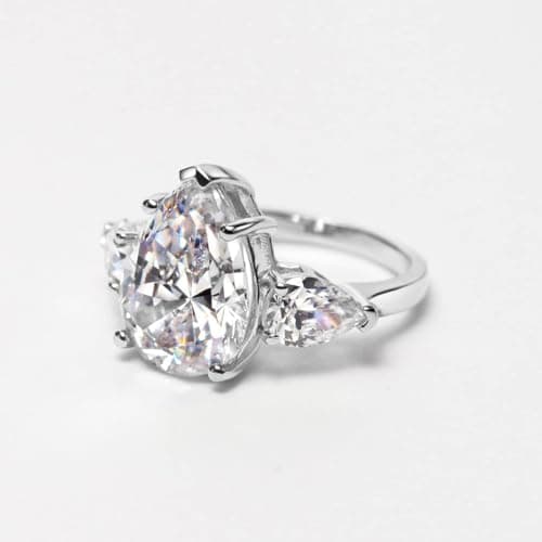 Michooyel S925 5.0ct Pear Cut Cubic Zirconia Engagement RingSilver Wedding Bridal Band Fine Jewelry For Women