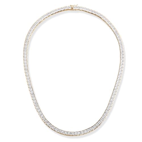 Gemsme 18K Gold Plated 4mm Square CZ Tennis Necklace for Women