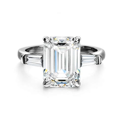 Michooyel S925 Emerald Cut Engagement Ring Necklace Set