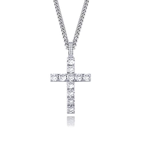 TOPGRILLZ 14K Silver Plated Gold Heart Cross Necklace & Pendant Chain