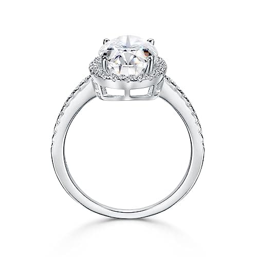 Michooyel 925 Sterling Silver 4.5ct Oval Moissanite Halo Engagement Ring for Women