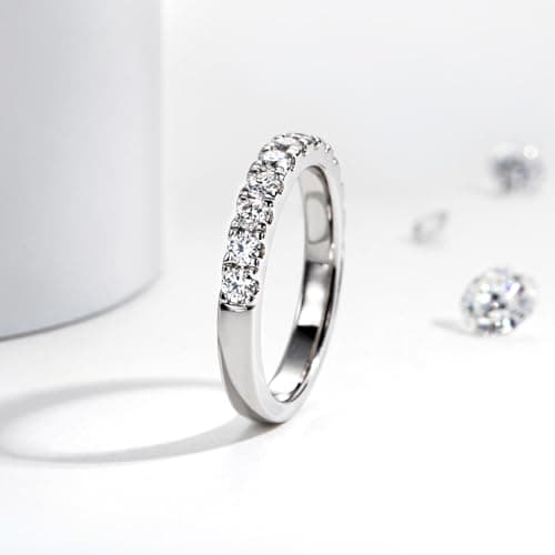 Yeesoth 2.5MM D Color VVS1 Round Moissanite Half Eternity Band Wedding Ring for Women