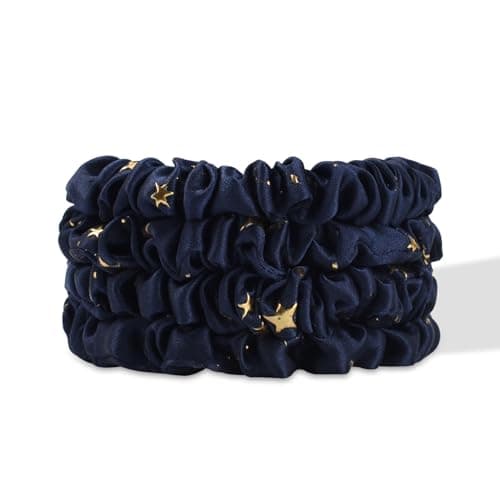 Silkie x4 Set Champagne Travel Pouch Mulberry Silk Scrunchies