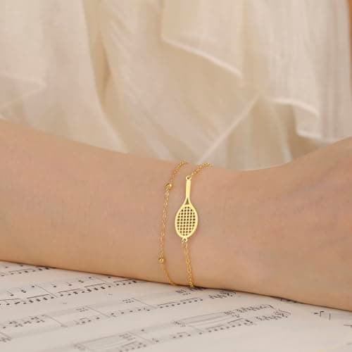 VASSAGO Adjustable Tennis Racket Charm Bracelet Gifts for Tennis Enthusiasts