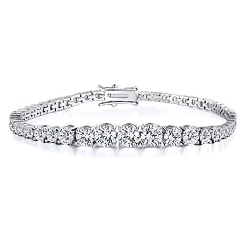 MDFUN 18K Gold Plated Graduated CZ Tennis Bracelet, Size 6-9 inches