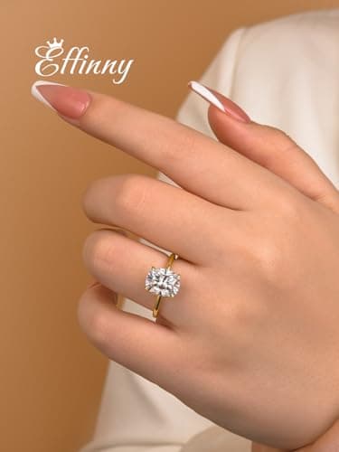 Effinny 3.5ct Elongated Cushion Cut Moissanite Engagement Ring, 925 Sterling Silver